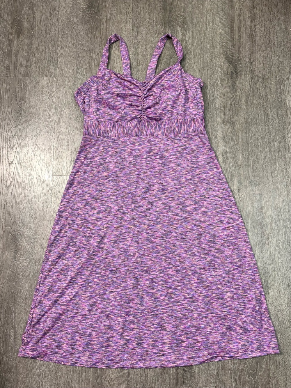Prana Women’s XL Amaya Purple Spacedye Sleeveless Athleisure Dress Shelf Bra